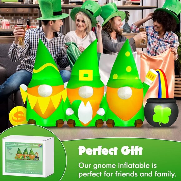 St Patricks Day Inflatables Outdoor Decor with Leprechauns and Rainbows - Picture 6 of 9